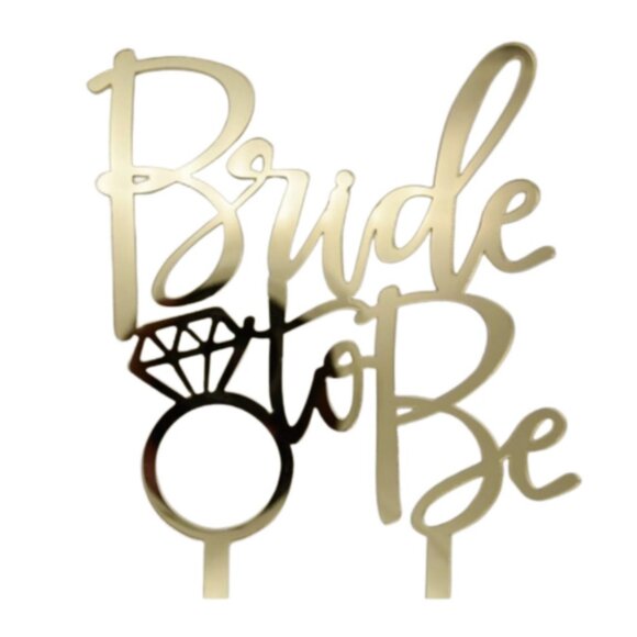 NEW Bride to Be Bridal Shower Bachelorette Decor Gold Cake Topper - Picture 2 of 2